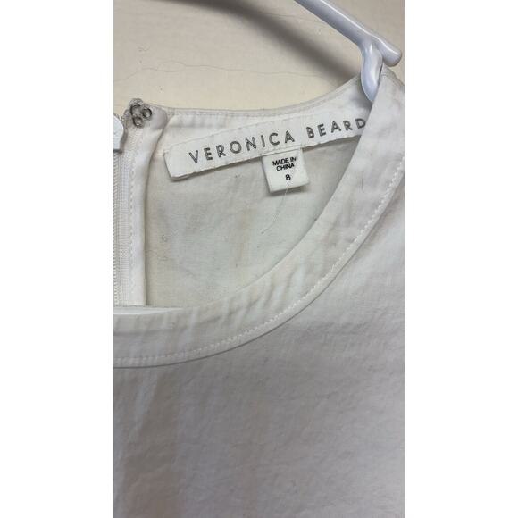 Veronica Beard Peplum Blouse Top Shirt Womens 8 White Crew Neck Short Sleeve - Picture 2 of 7